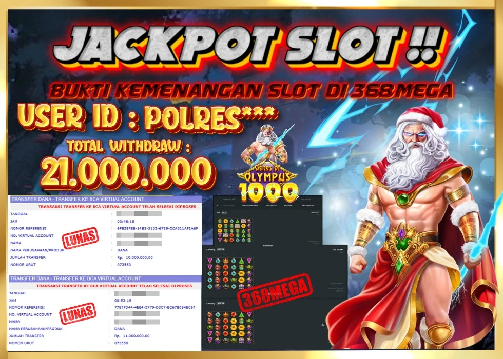368MEGA JACKPOT SLOT GATES OF OLYMPUS 1000 Rp 21.000.000 - LUNAS!!!