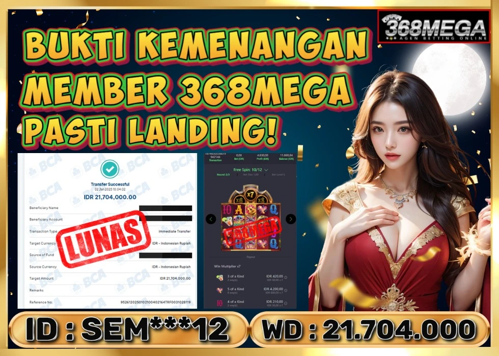 368MEGA JACKPOT Rp 21.704.000 - LUNAS!!!