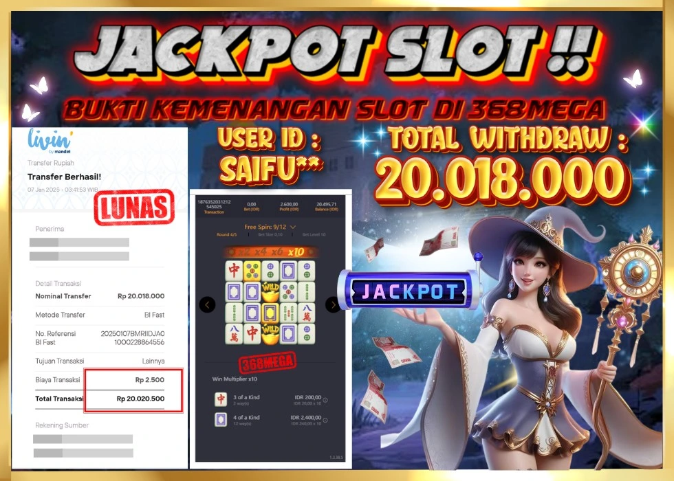 368MEGA JACKPOT Rp 20.018.000 - LUNAS!!!