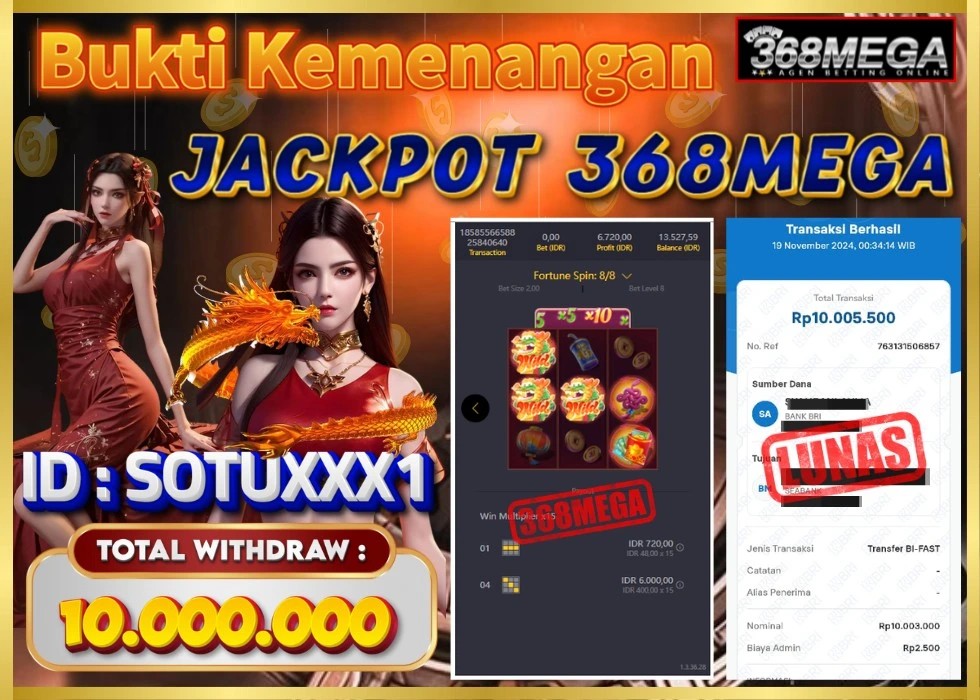 368MEGA JACKPOT Rp 10.000.000 - LUNAS!!!